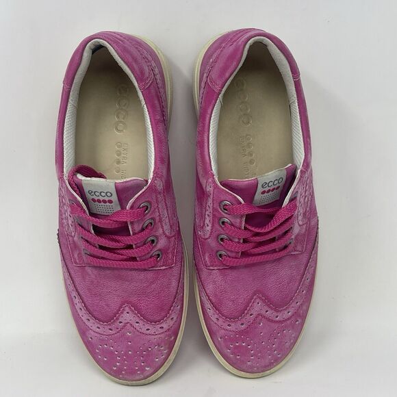 Ecco Hybrid 2 Spikeless Golf Shoes Womens 6 - 6.5 EU 37 Pink Leather Wingtip - Picture 9 of 16